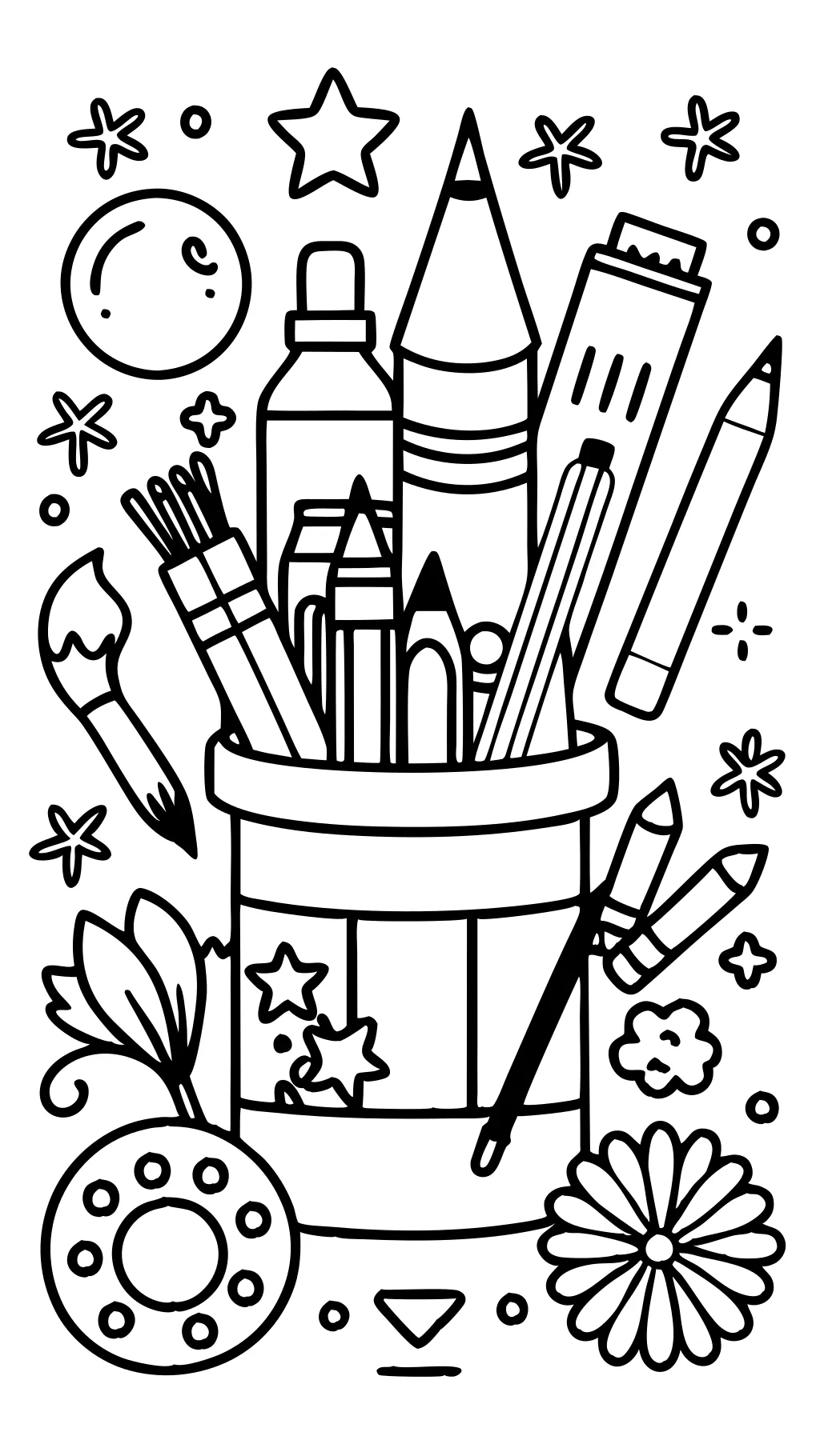 art supplies coloring pages